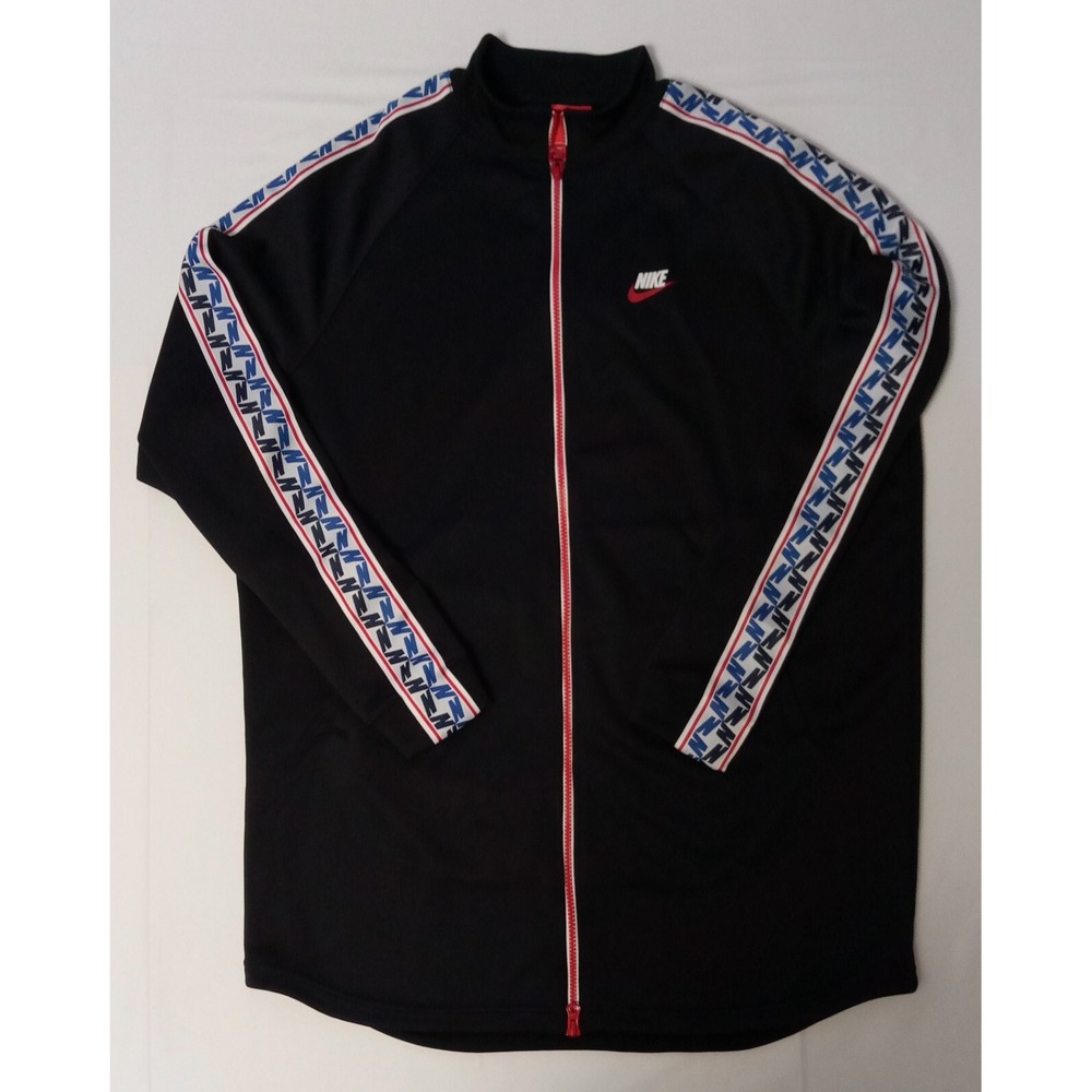 Mens Vintage Nike Sportswear Taped Poly Track Jacket Logo on Back Sz Large